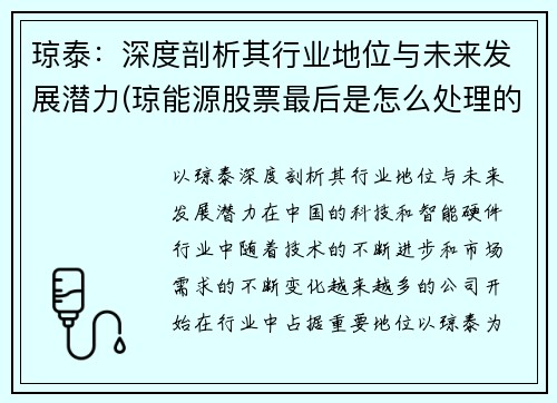 琼泰：深度剖析其行业地位与未来发展潜力(琼能源股票最后是怎么处理的)